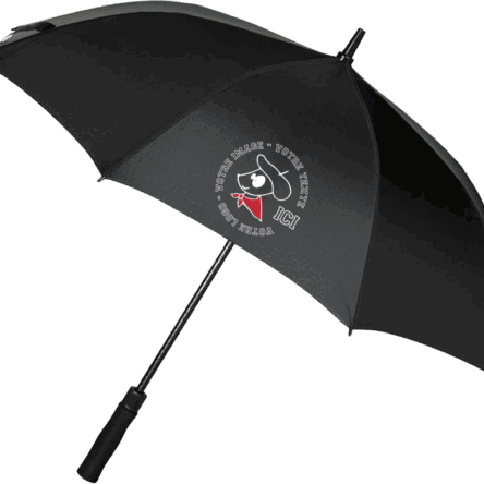 Parapluie noir avec motif chien.