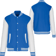 Blouson Teddy bleu et blanc unisexe personnalisable Pilou Shop 64 face et dos