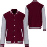 Blouson Teddy bordeaux et gris unisexe personnalisable Pilou Shop 64 face et dos