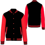Blouson Teddy noir et rouge unisexe personnalisable Pilou Shop 64 face et dos
