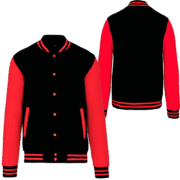 Blouson Teddy noir et rouge unisexe personnalisable Pilou Shop 64 face et dos