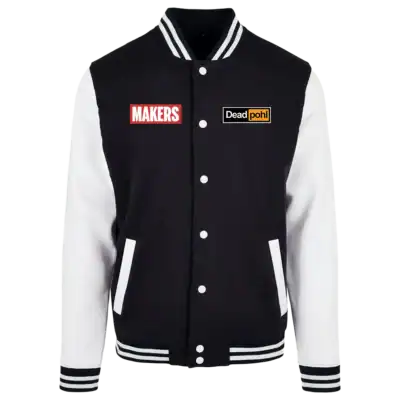 Veste baseball DeadPohl Makers noire et blanche vue de face
