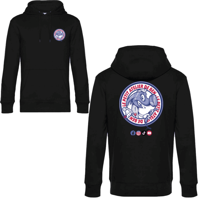 sweat noir avec logo requin marteau