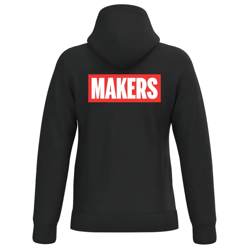 Sweat à capuche noir DEADPOHL MAKERS édition premium porté face et dos