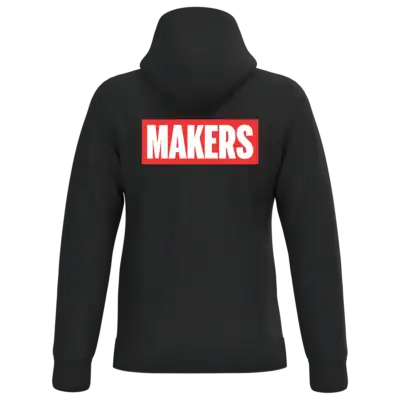 Sweat à capuche noir DEADPOHL MAKERS édition premium porté face et dos