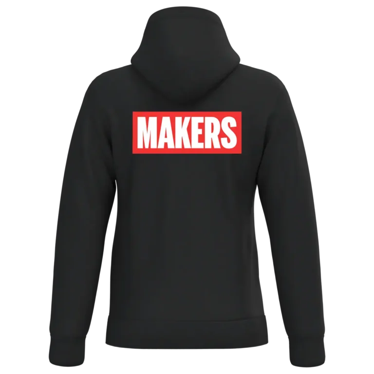 Sweat à capuche noir DEADPOHL MAKERS édition premium porté face et dos