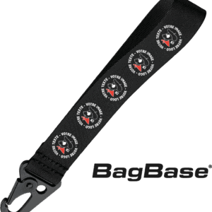 Porte-clés BagBase noir avec logo personnalisable.