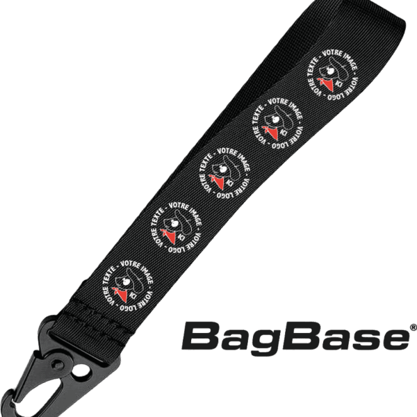 Porte-clés BagBase noir avec logo personnalisable.