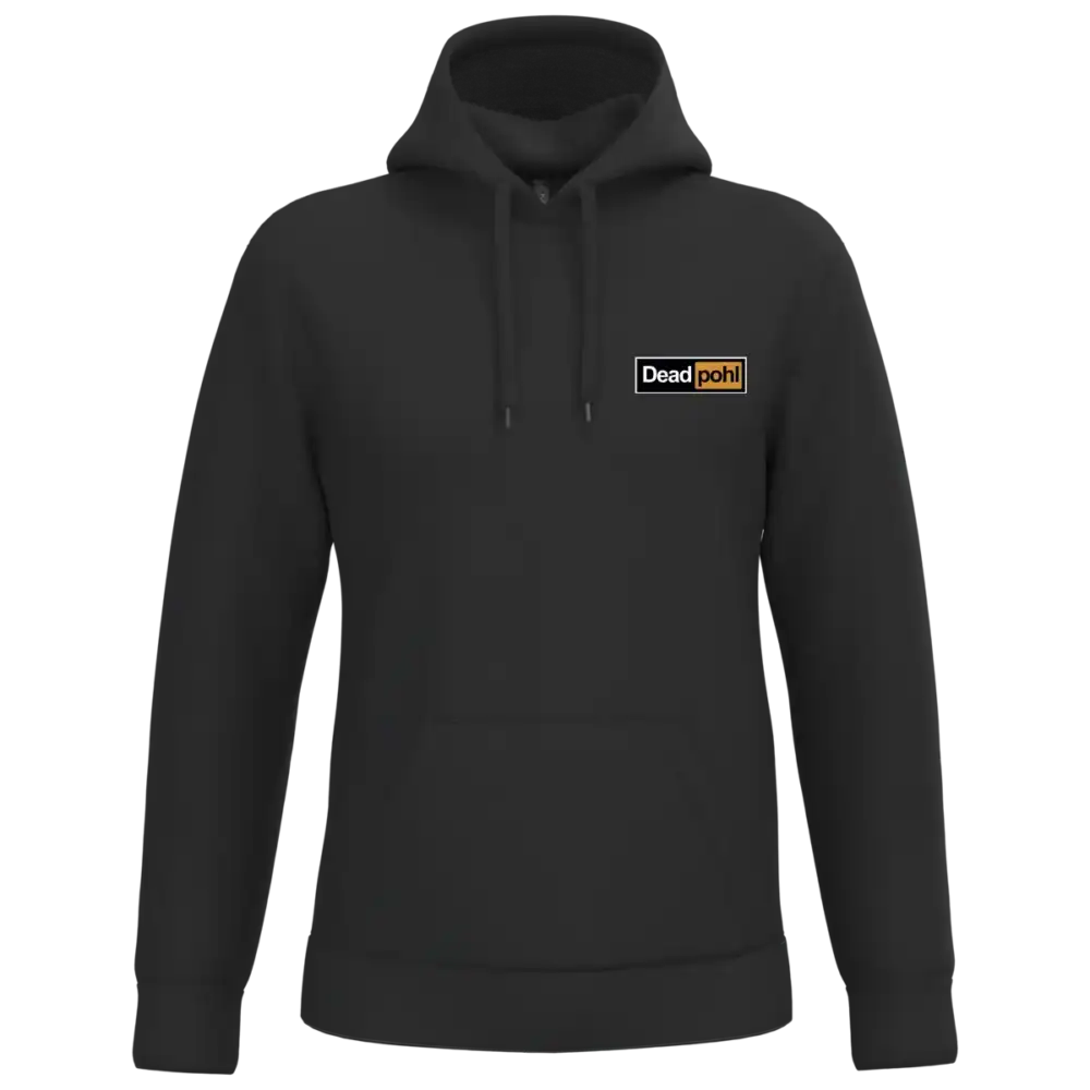 Sweat à capuche noir DEADPOHL MAKERS édition premium porté face et dos