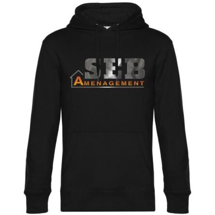 Sweat noir avec logo SEB Aménagement.