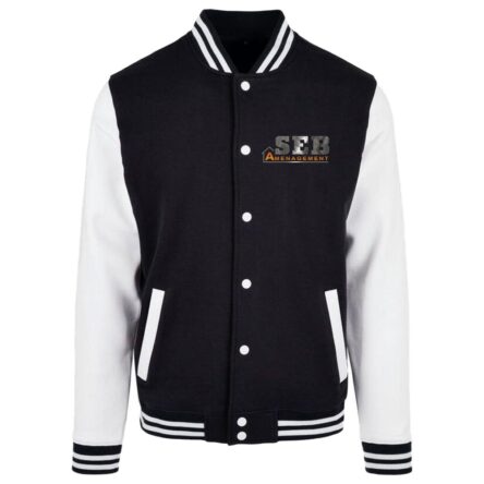Blouson teddy bicolore noir et blanc.