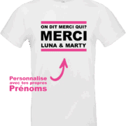 T-shirt humour On dit merci qui personnalisable blanc – Pilou Shop 64
