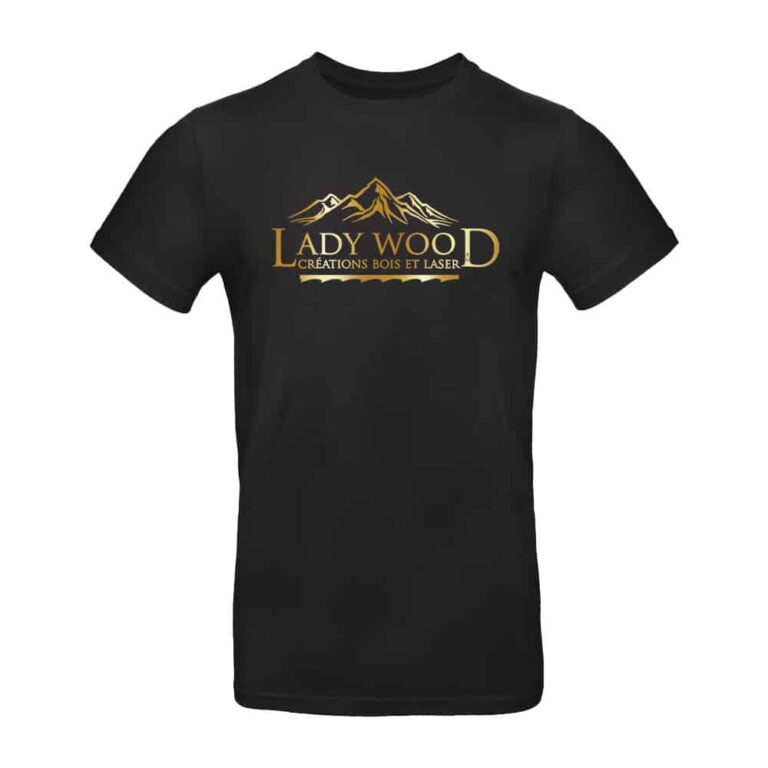 T-shirt noir logo 'Lady Wood' montagne.