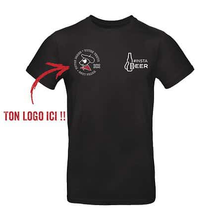T-shirt noir personnalisable avec logos.