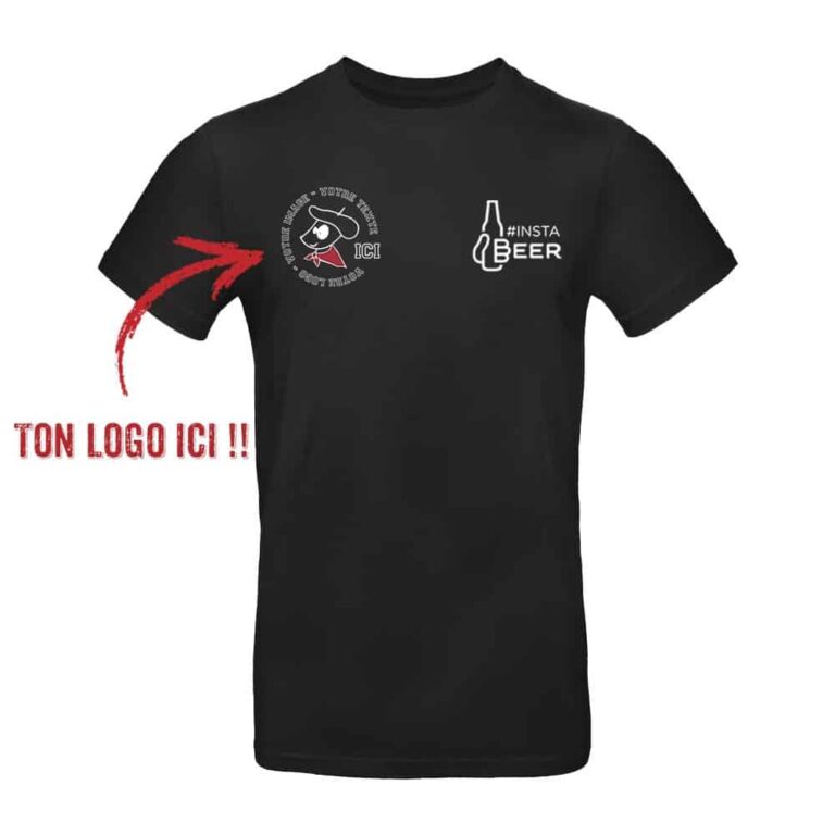 T-shirt noir personnalisable avec logos.