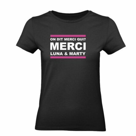 T-shirt noir "Merci Luna & Marty".