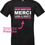 T-shirt humour On dit merci qui personnalisable noir – Pilou Shop 64