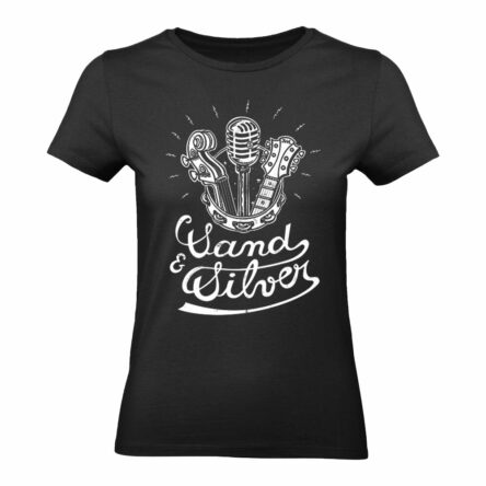 T-shirt noir motif musical vintage.