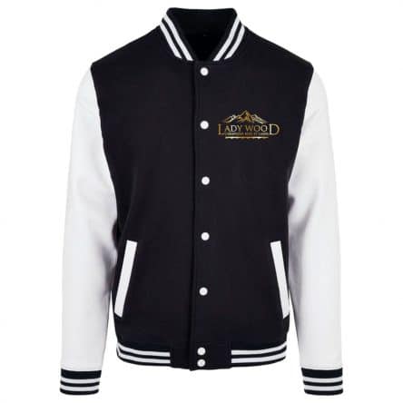 Blouson teddy bicolore noir et blanc.
