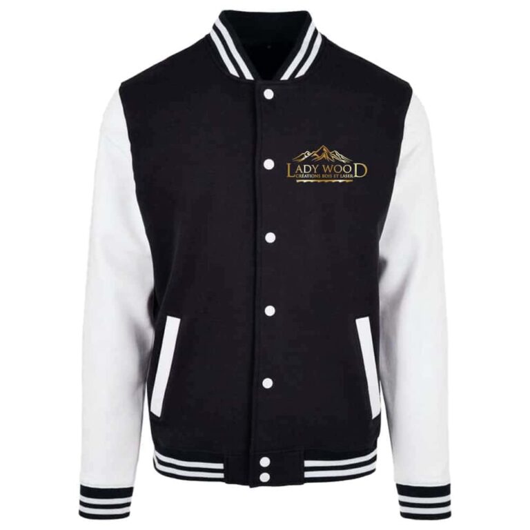 Blouson teddy bicolore noir et blanc.