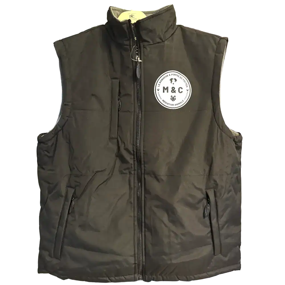 Gilet sans manches noir à logo circulaire blanc