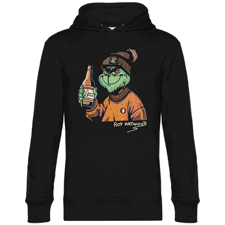Sweat noir avec illustration du grinch hipster.