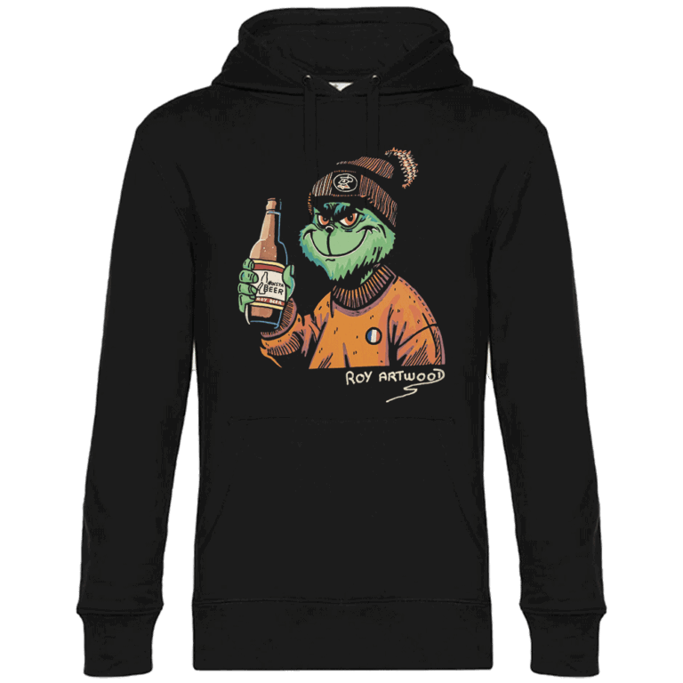 Sweat noir avec illustration du grinch hipster.