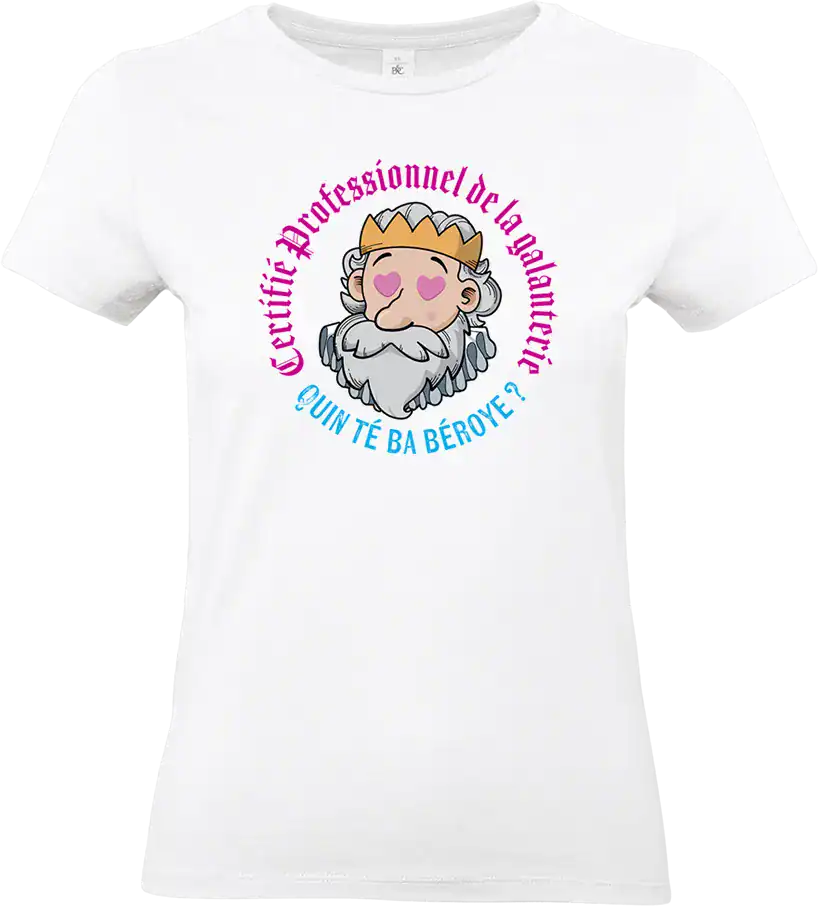 t shirt femme blanc drôle béarn “henri iv certifié professionnel de la galanterie”