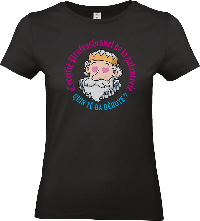 t shirt femme noir drôle béarn “henri iv certifié professionnel de la galanterie”