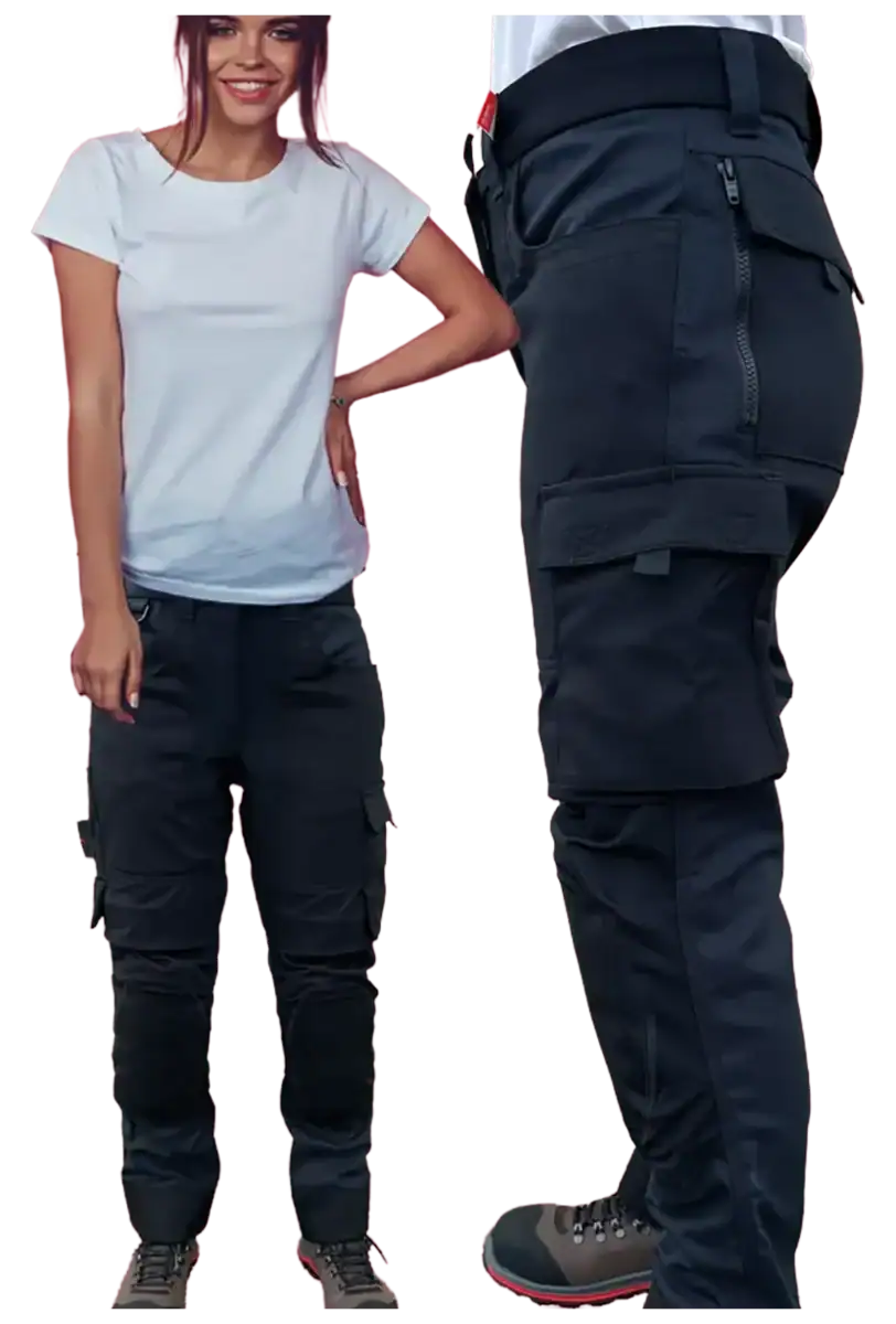 Pantalon cargo noir porté avec t-shirt blanc