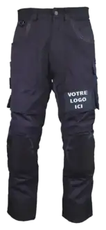 Pantalon de travail noir avec poches et genouillères