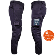 Pantalon de travail bleu, emplacements pour logo