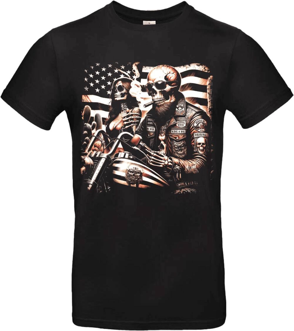 t shirt skull rider moto usa badass