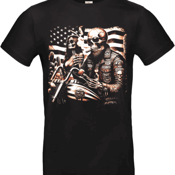 t shirt skull rider moto usa badass