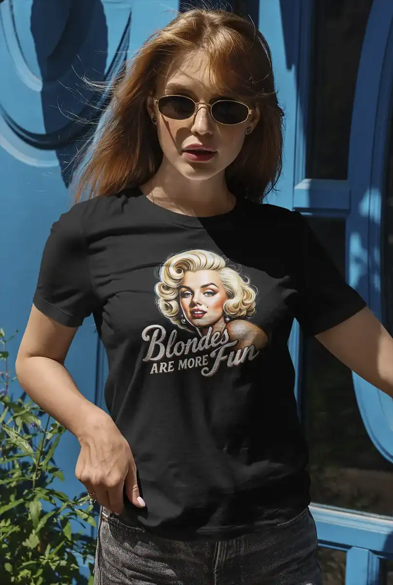 T shirt Blonde Are More Fun noir porté style pin up vintage impression premium