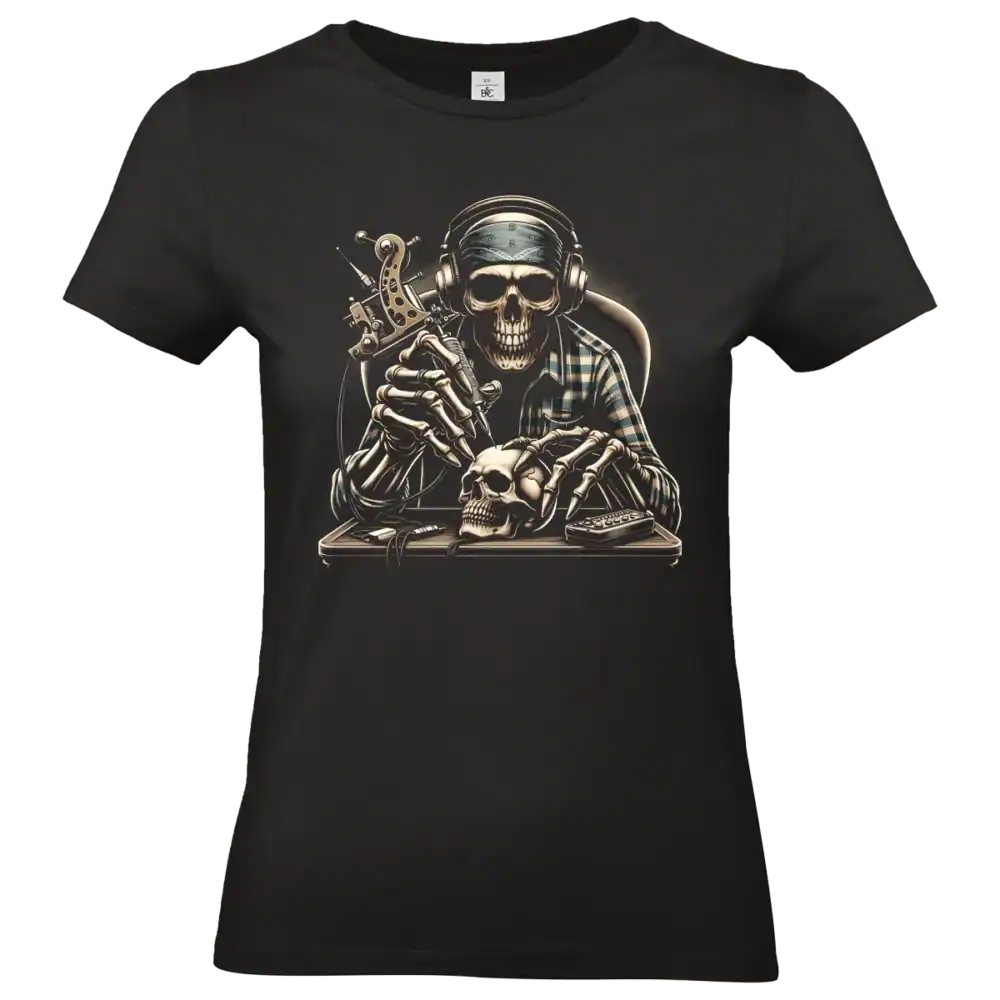 t-shirt noir skull tattoo artist illustration squelette tatoueur impression premium