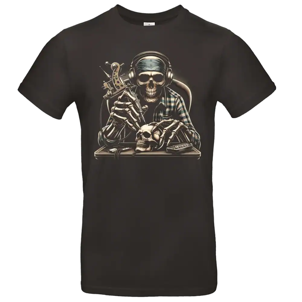 t-shirt noir skull tattoo artist illustration squelette tatoueur impression premium