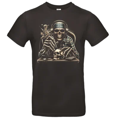 t-shirt noir skull tattoo artist illustration squelette tatoueur impression premium