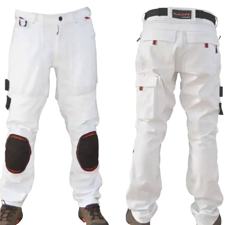 pantalon peintre plaquiste blanc Ilkott PY57 personnalisable genouillères 3D