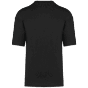 Vue arrière d'un t-shirt noir uni.