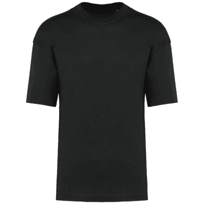 T-shirt noir uni à manches courtes.