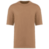 T-shirt beige basique sur fond blanc.