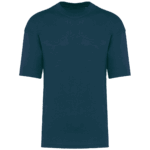 T-shirt bleu unisexe à manches courtes.