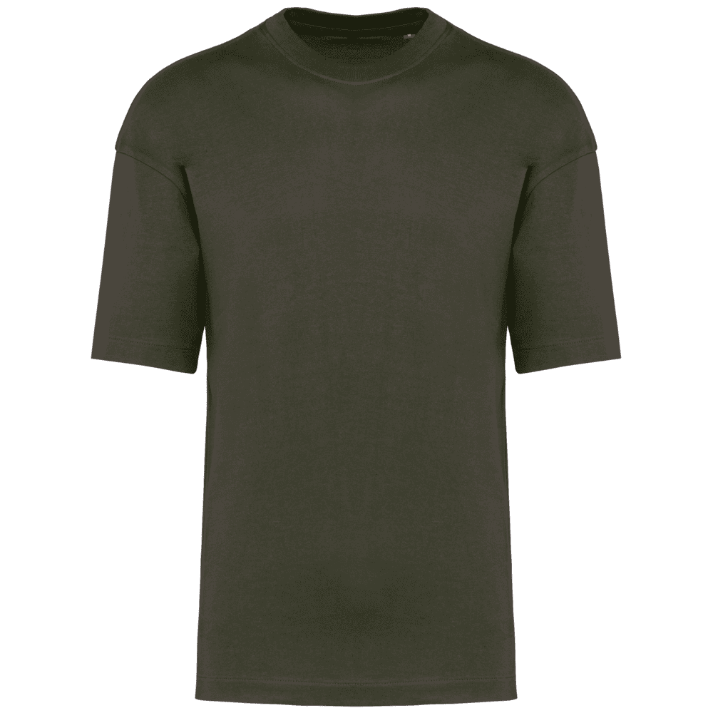 T-shirt vert uni à manches courtes.