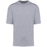 T-shirt gris à manches courtes et col rond.