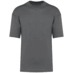 T-shirt gris uni à manches courtes.