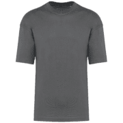 T-shirt gris uni à manches courtes.