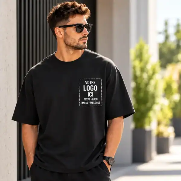 T-shirt oversize personnalisé avec logo, texte, image ou message – impression DTF à Pau