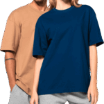 couple portant t shirt oversize personnalisé bleu et marron unisexe pilou shop 64