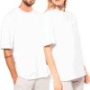 T-shirts blancs unisexes Kariban portés par deux modèles
